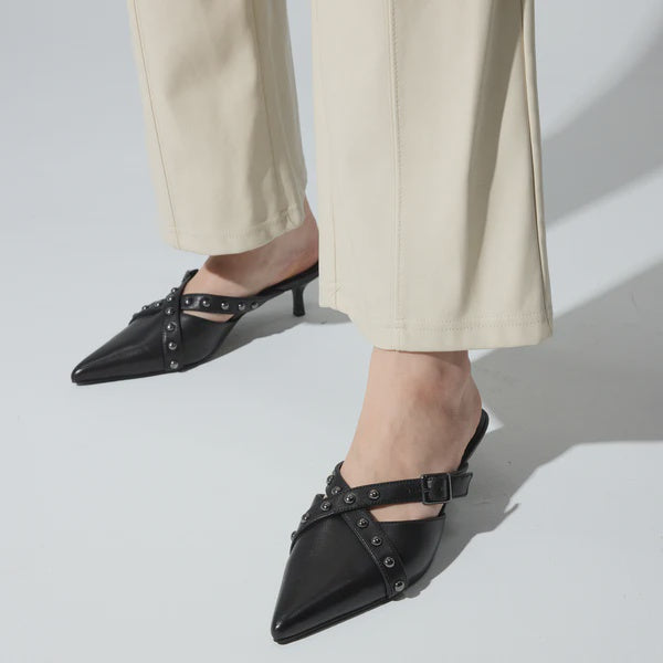 Alexis Black Leather Heel