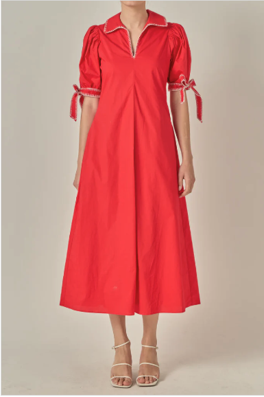English Factory Stitch Detailed Midi Dress