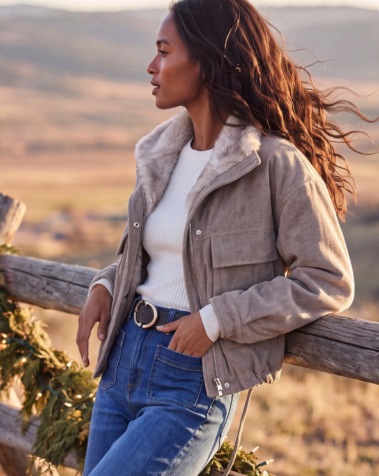 Karen Kane Faux Fur Bomber