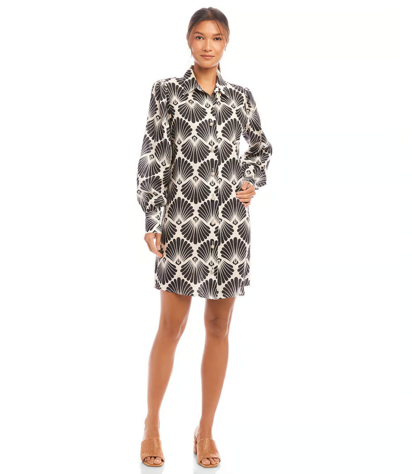 Karen Kane Blouson Sleeve Linen Shirtdress