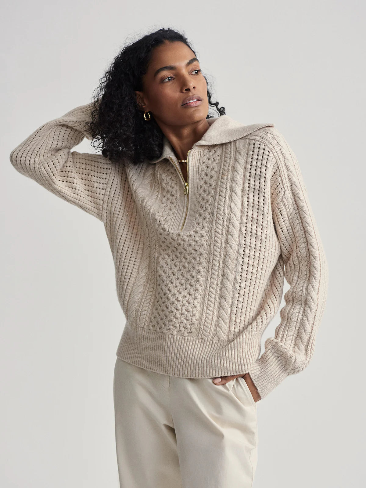 Varley Camello Cable Knit Zip