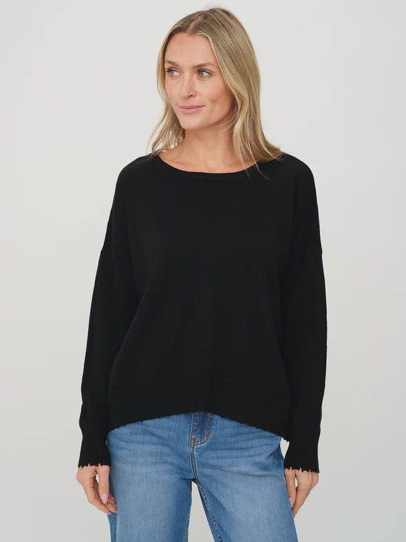 Six/Fifty Angii Frayed Crew Neck