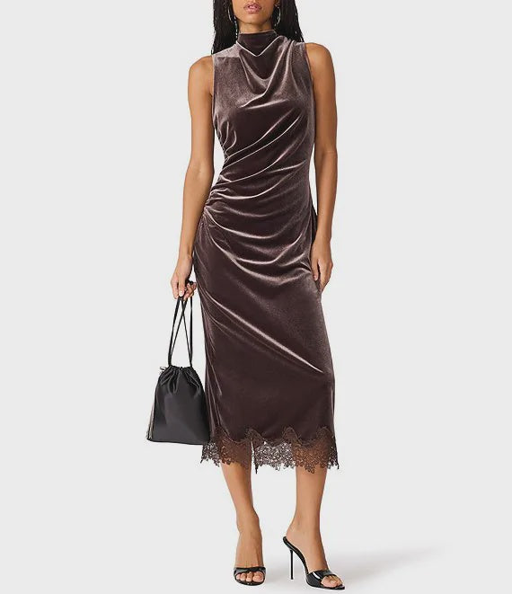 Steve Madden Mo Velvet Mock Neck Dress