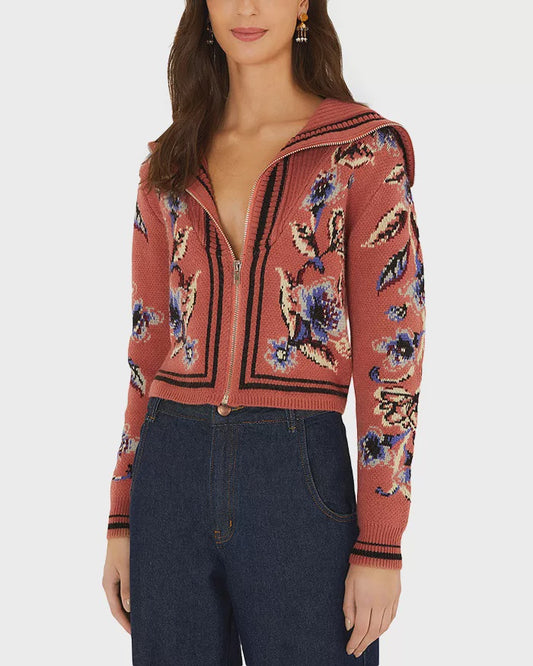Farm Rio  Floral Beauty Tapestry Cardigan