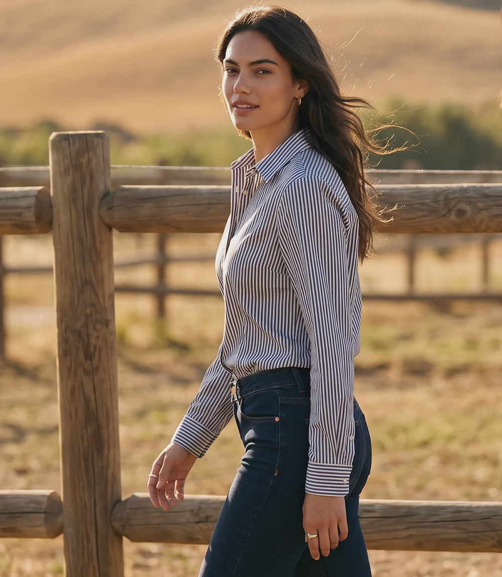 Karen Kane Stripe Button Up Shirt