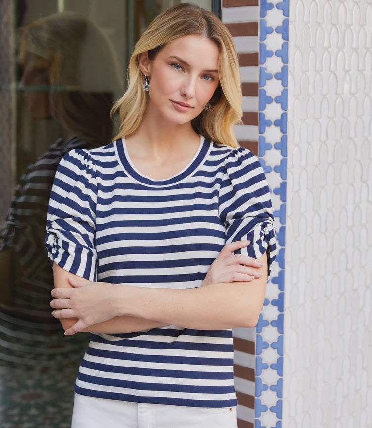 Karen Kane Stripped Twisted Sleeve Tee
