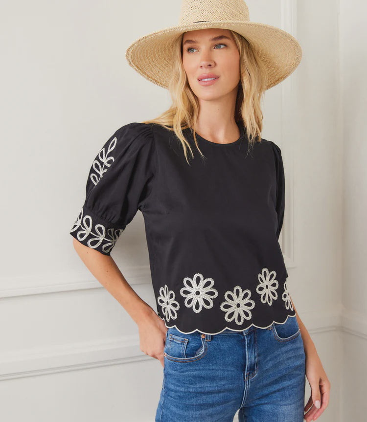Karen Kane Embroidered Scallop