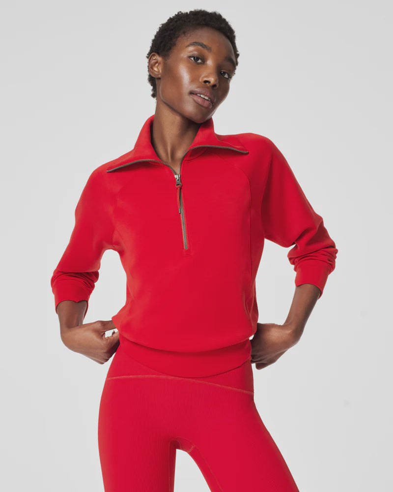 Spanx Half Zip In Red