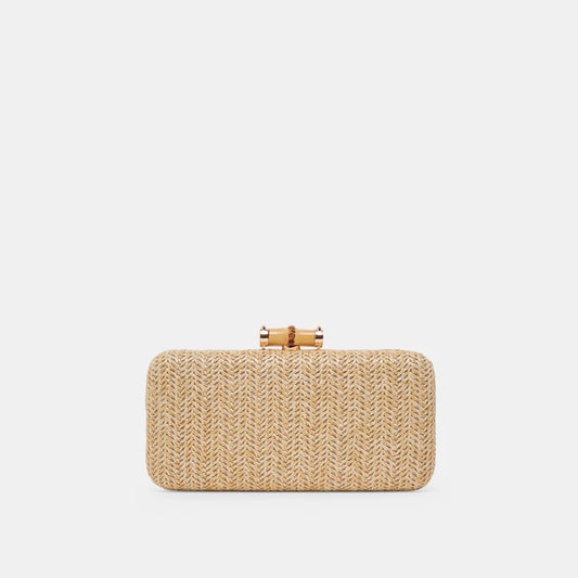 Dolce Vita Solace Natural Raffia Box Clutch