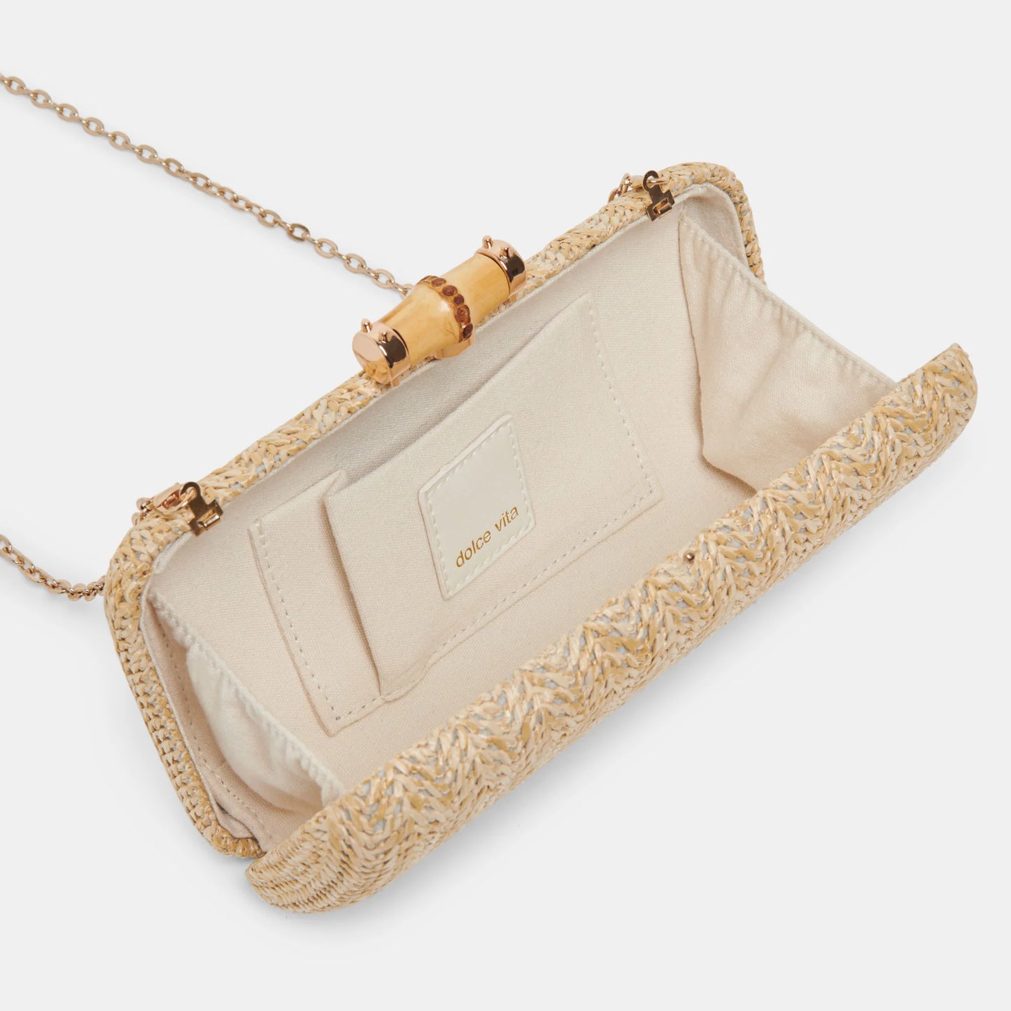 Dolce Vita Solace Natural Raffia Box Clutch
