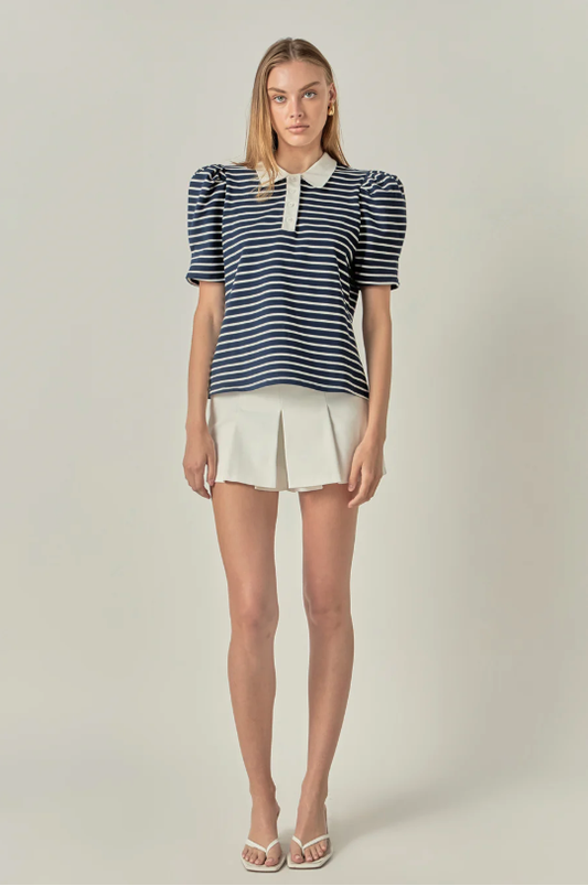 Puff Sleeve Polo Top