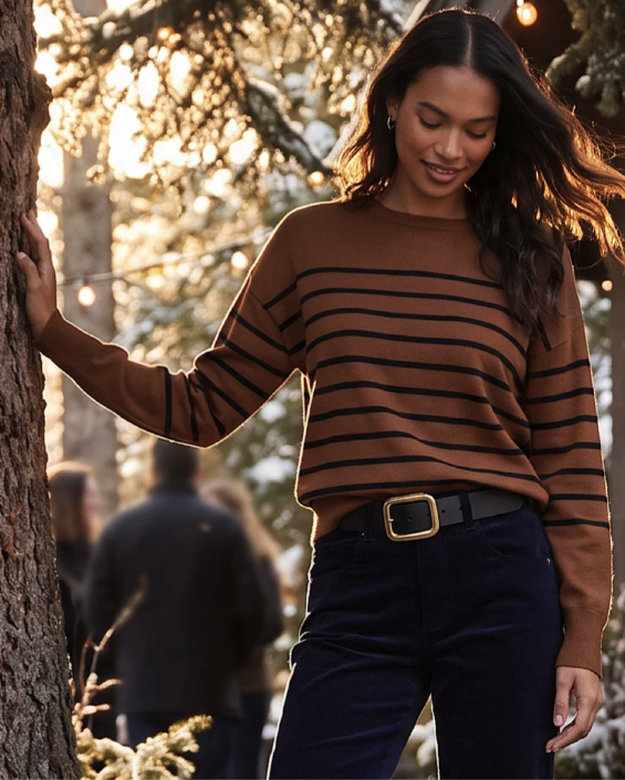 Karen Kane Stripe Crewneck Sweater