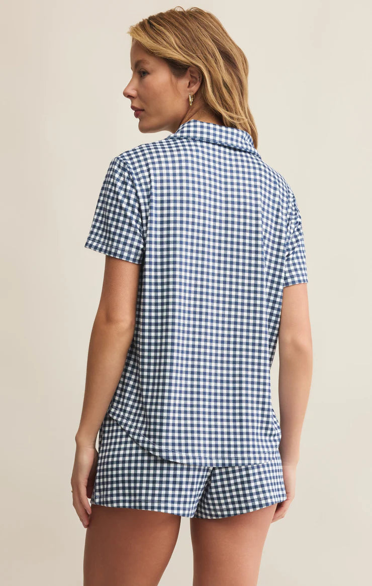 Gingham Top Blue