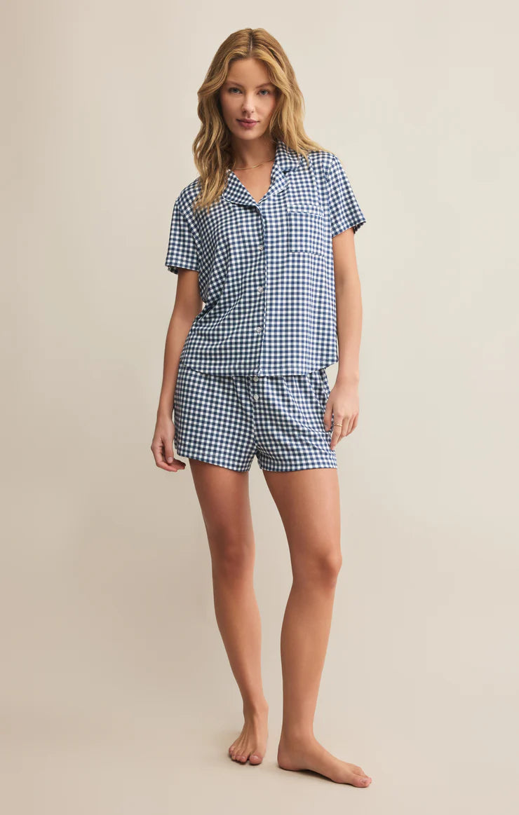 Gingham Top Blue