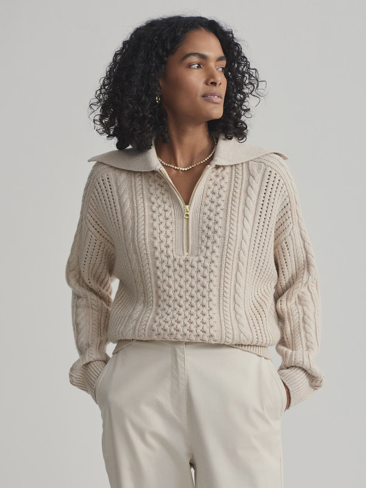 Varley Camello Cable Knit Zip