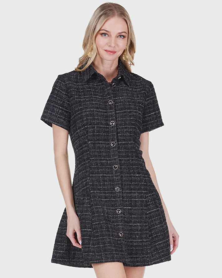 Joy Joy Pleated Buttons Dress