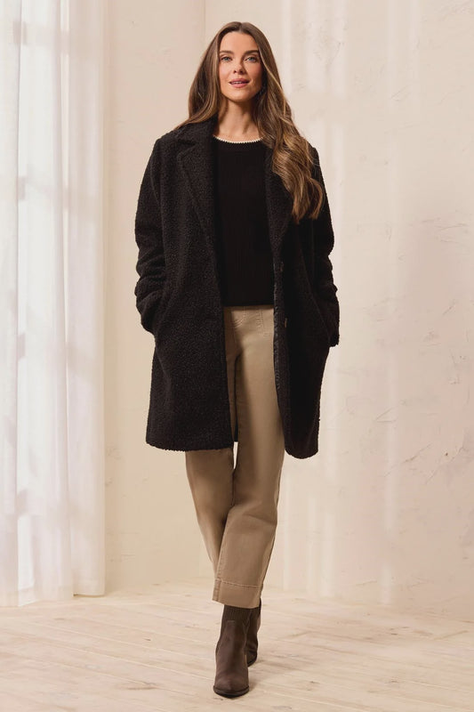Tribal Boucle Single Breast Button-Front Coat