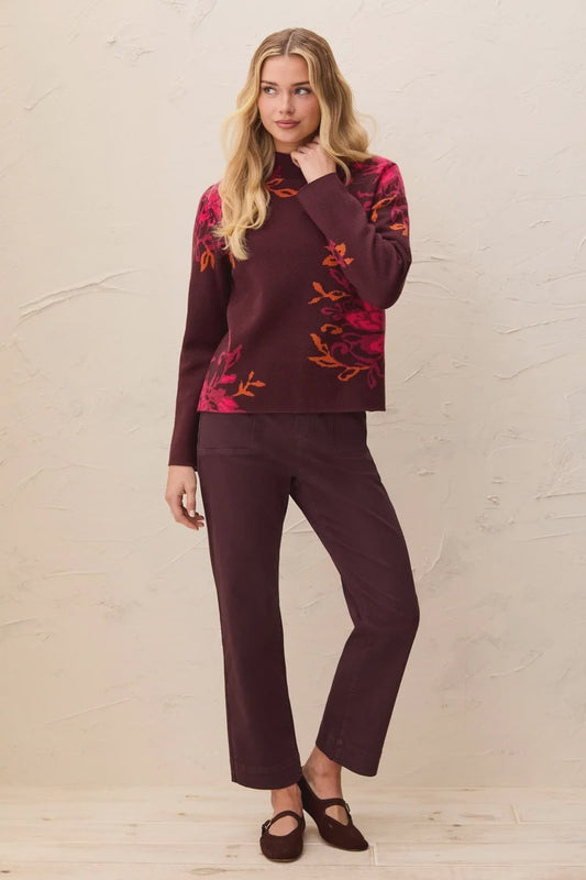 Tribal Funnel Neck Sweater in Pink