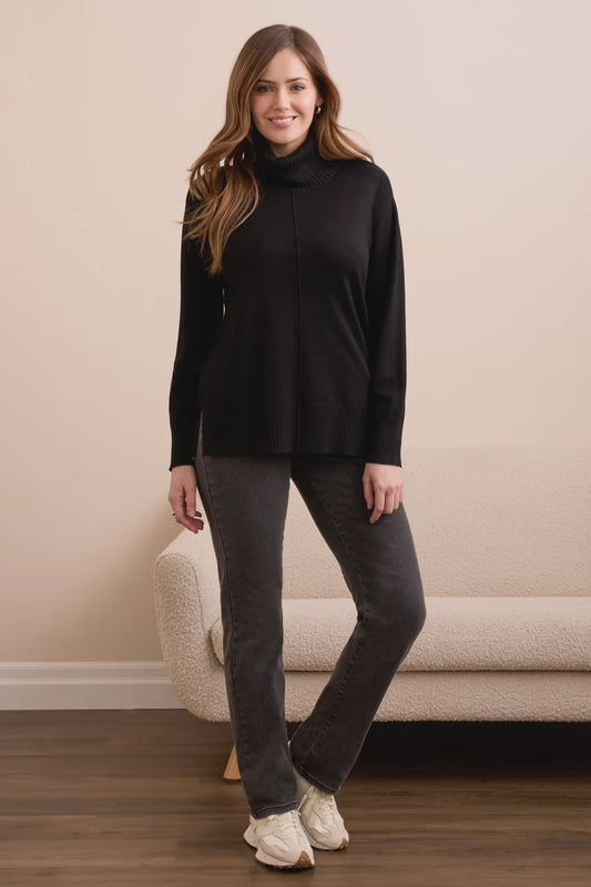 Tribal Drop Shoulder Turtle Neck Sweater