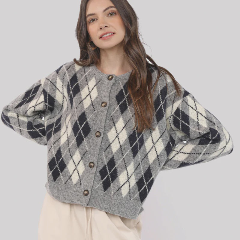 Sadie and Sage Bec Argyle Cardigan