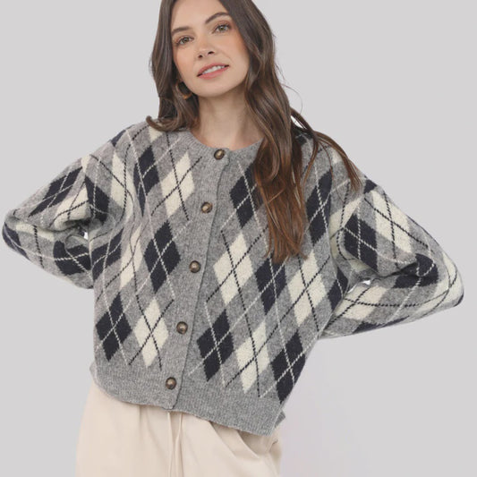 Sadie and Sage Bec Argyle Cardigan